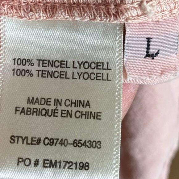 Cloth & Stone Anthropologie Womens Shirt Pink Tie Front Button Down Large - Picture 7 of 12